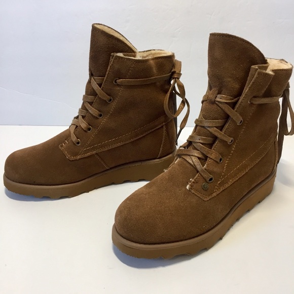 BEARPAW Suede Lace-up Wool Blend Snow wedged boots - Picture 7 of 16